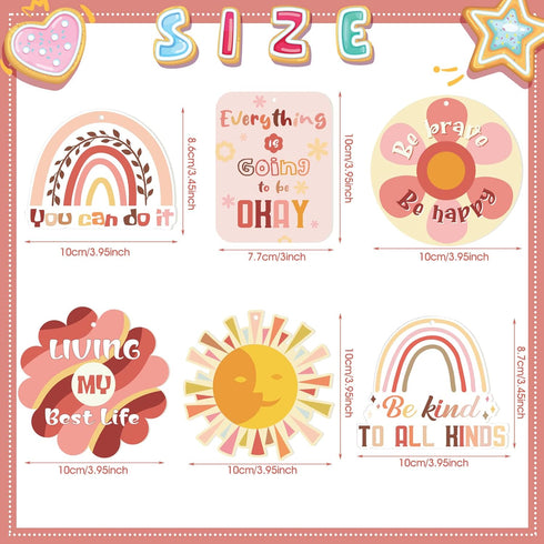 12 Pcs Car Air Fresheners Cute Car Interior Accessories Boho Scented Hanging Air Fresheners Kawaii Essential Oil Automotive Fresheners for Women M...