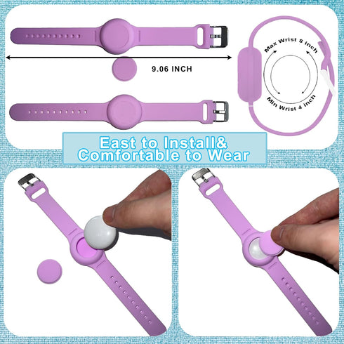 2 Pack Kids Waterproof AirTag Bracelet, Silicone Case Compatible with Apple AirTag Holder, Hidden Wristband Case for Air Tag GPS Tracker Band for ...