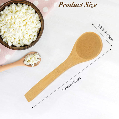 5Pcs Small Wooden Spoons, 5 inches Mini Wood Soup Salt Tasting Spoons Honey Teaspoons for Condiment Coffee Tea Sugar Jam...