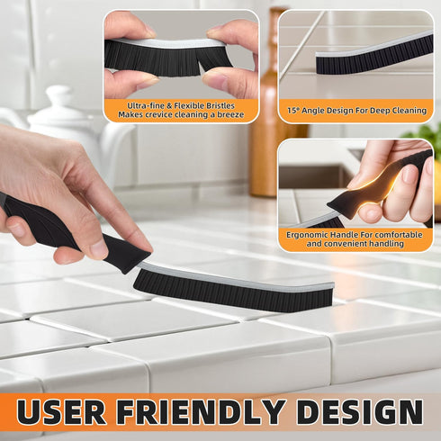 Cleaning Brush, 3 Pcs Hard Bristle Crevice Cleaning Brush, Grout Cleaning Brush, Scrub Brush for Tile Grout Crevice, Gap Cleaning Tools for Bathro...