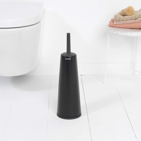 Brabantia ReNewToilet Brush & Holder Set (Matt Black) Free-Standing, Non-Slip/Scratch Base, Hygenic Discreet Toilet Bowl Cleaner...