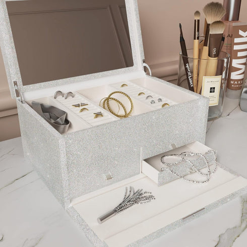 Silver Sparkle Contact Paper Glitter Wallpaper Stick and Peel Bedroom Cabinets Drawers 15.75''x80'' Vinyl Self Adhesive Removable Sparkle Wall Pap...