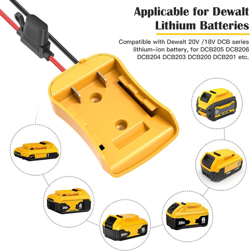 2 Packs Power Wheel Adapter for Dewalt 20V Battery Adapter Power Wheels Battery Converter Kit with Fuses & Wire Terminals, 12AWG Wire, Power Conne...