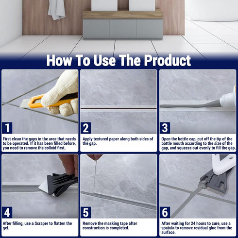 Grout Repair Kit - 180g Tile Grout Paint Filler Tube & Caulk Tool, Grout Filler for Bathroom, Kitchen Porcelain Floors, Repair, Renew & Fill Tile ...