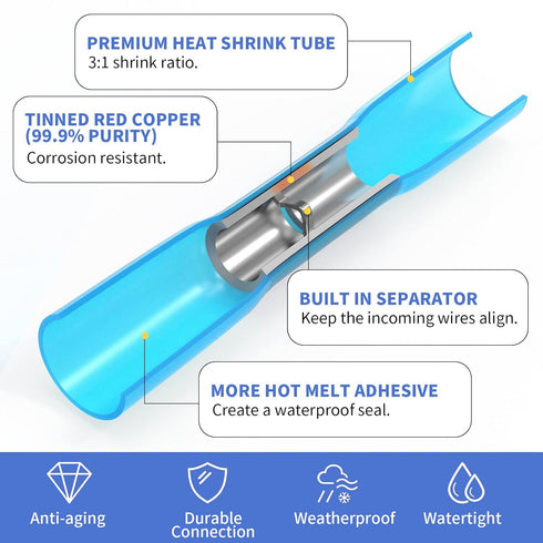 Qibaok 250 PCS Heat Shrink Wire Connectors Electrical Terminals Kit Waterproof Marine Automotive Terminals Set...