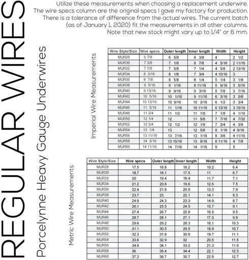Carbon Steel Replacement Underwire Repair - Nylon Coated - Heavy Gauge Sturdy Wire for Bras - Vertical Wire Size 56-1 Pair - See Pictures for Meas...