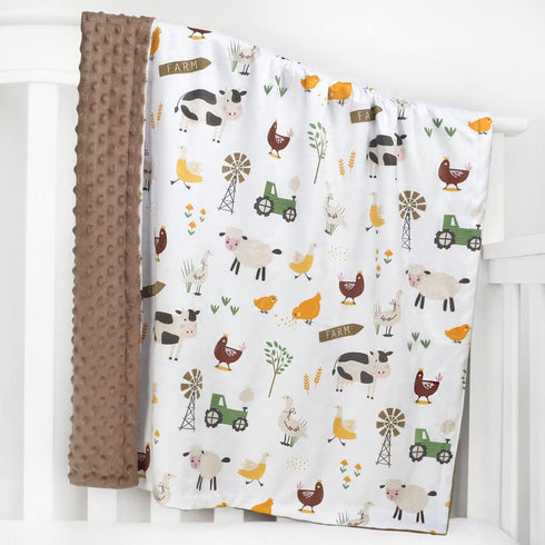 HOMRITAR Baby Blanket for Boys Soft Lightweight Minky Blanket with Double Layer Dotted Backing for Infant Toddler Nursery Crib with Cute Farm Anim...