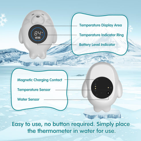 Rechargeable Bath Thermometer Baby Safety, Bath Temp Thermometer for Tub, Floating Shower Temperature Toy for Pregnancy Infant Kids...