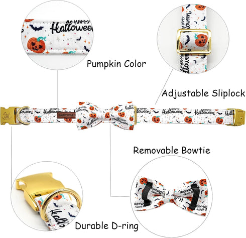 Halloween Dog Collar, Pet Collar Dog Bow Pumpkin Dog Collar Girl Boy Holiday Pet Dog Collar Gift Bow Dog Collar Cute Soft Puppy Collar for Medium ...