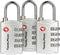 3 Pack TSA Luggage Locks with 4 Digit Combination – Heavy Duty Set Your Own Padlocks for Travel, Baggage, Suitcases & Backpacks - Silver...