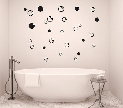 90 Large Soap Bubbles Wall Decals, Bathroom Decals, Wall Art, Vinyl Stivkers for Bathroom, Bedroom, Nursery Decor(A35) (Black)...