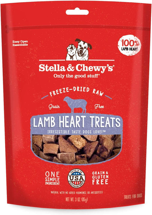 Stella & Chewy's Freeze-Dried Raw Single Ingredient Lamb Heart Treats, 3 oz. Bag...