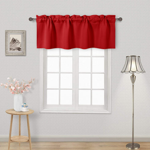 DWCN Red Christmas Valance for Windows Rod Pocket Blackout Window Valance Curtains for Kitchen Bedroom 52 x 18 inch Long,1 Panel...