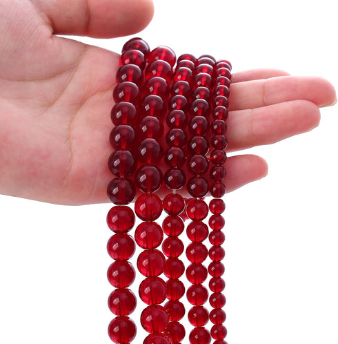 Smooth Garnet Red Glass Crystal Round Loose BeadsFor Jewelry Making DIY Bracelet Necklace Accessories 6mm 68pcs 15" Strand(Garnet Red Glass, 6mm)...