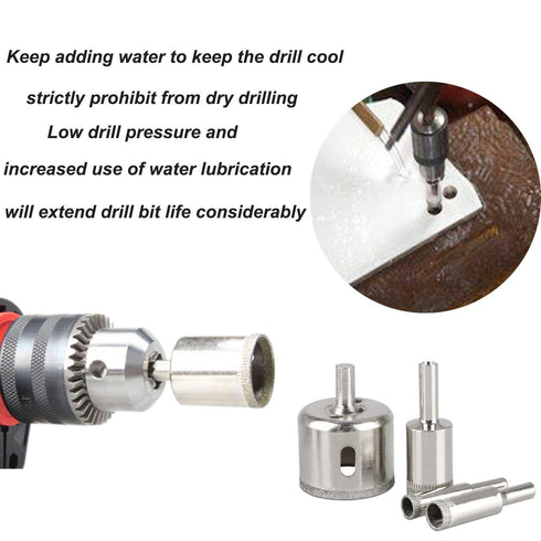 Glass Drill Bit Set,5 pcs Diamond Bits Hole Saw Bottle Extractor Remover Tool for Ceramics,6-14mm Set Drilling Granite Porcelain Tiles Pot Lamp Qu...