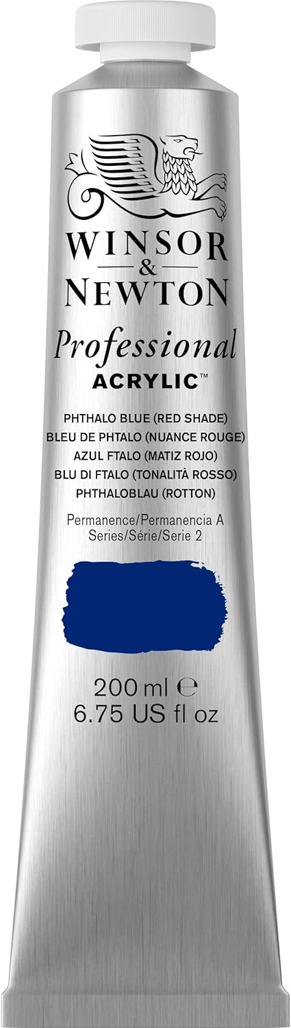 Winsor & Newton Professional Acrylic Paint, 200ml (6.75-oz) Tube, Phthalo Blue Red Shade...