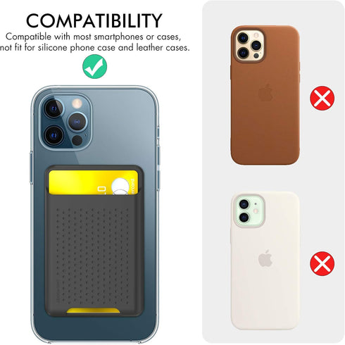 AHASTYLE Phone Credit Card Holder Stick On, Slim Phone Wallet Strong Adhesive Silicone Card Pouch Sleeve Compatible with iPhone/Android/Samsung Ga...