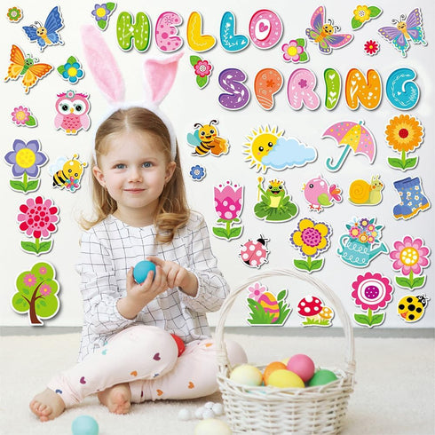 Hello Spring Party Decorations Hello Spring Bulletin Board Decorations Spring Flower Cutouts Classroom Decor for Spring Easter Classroom Decor Sch...