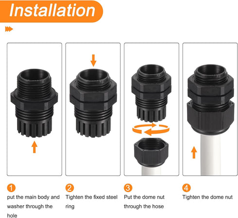 MECCANIXITY 20 Pcs Cable Gland Kit 1/4" 3/8" 1/2" 3/4" 1" Adjustable Cable Connectors,Waterproof Tight Conduit Connector Nylon Conduit Fitting Ele...