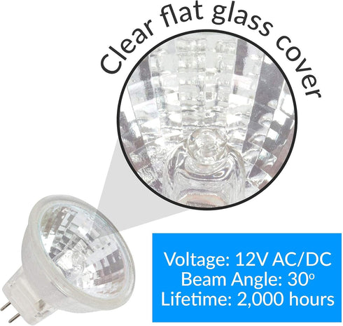Simba Lighting MR11 Halogen 20W 12V FTD Spotlight Light Bulbs (10 Pack) 2-Pin 220lm for Landscape, Accent, Track Lights, and Fiber Optics, GU4 Bi-...