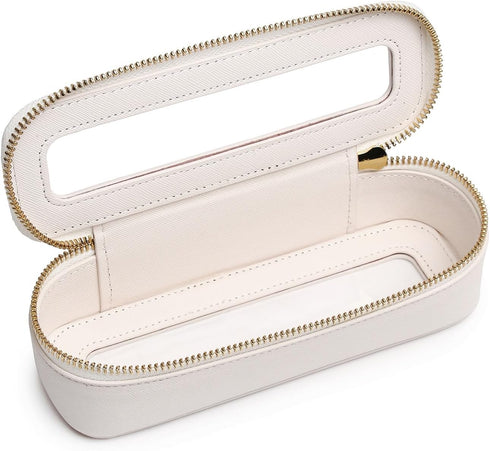 Clear Makeup Bag Portable Brush Bag transparent Travel Cosmetic Case Clear Toiletry Makeup Bag with Zipper for Women (B/White,slim)...