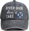 Embroidered River Hair Don’t Care Hat, Vintage Wash Cotton Adjustable Denim Baseball Cap...