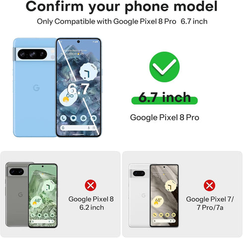 OMOTON 3+3 Pack for Pixel 8 Pro Screen Protector, 3 Pack for Google Pixel 8 Pro Tempered Glass, 3 Pack Camera Lens Protector, Fingerprint Compatib...