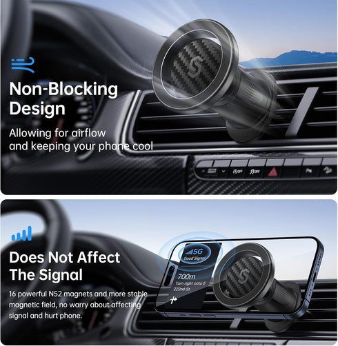SYNCWIRE for MagSafe Car Mount, Flexible Rotation Magnetic Phone Holder for Car Vent, Hands Free Car Air Vent Phone Holder Clip Universal Compatib...