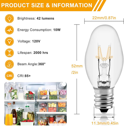 AMI PARTS 22002263 Dryer Light Bulb 10W 120V Fit for Whirlpool Replaces WP22002263 3406124 4344740 PS11739347 AP6006279 (2pcs)