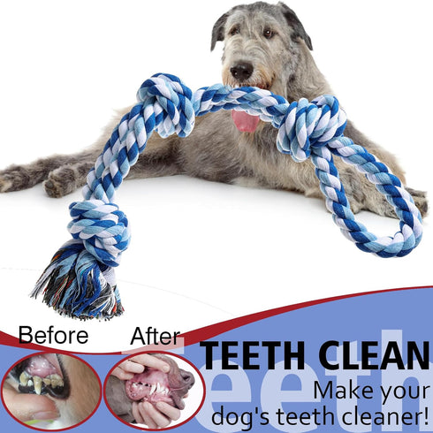 Dog Rope Toys 2 Pcs Indestructible Dog Toys, Dog Chew Toys for Aggressive Chewers, Tough Puppy Teething Chew Toys for Boredom, Dental Cleaning Tug...