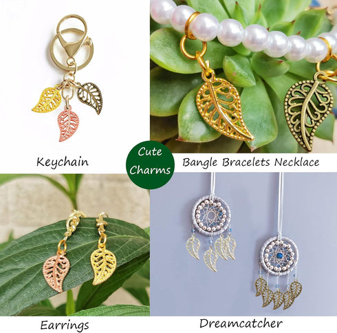 300PCS Leaf Charms Beads For Jewelry Making,Wholesale Bulk Nature Leaf Pendants Craft Supplies For DIY Bracelet Necklace Earring Keychain Headpiec...
