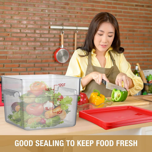 2 Pcs Lids for Square Commercial Food Storage Containers Polycarbonate Lids for 6 Qt and 8 Qt Food Storage Containers for Commercial Kitchen Dough...
