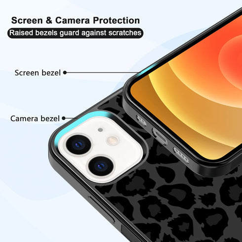 Cute Punchy Black Leopard Cheetah Print Phone Case for iPhone 12 Mini Case for Preppy Girls Women 5.4"...