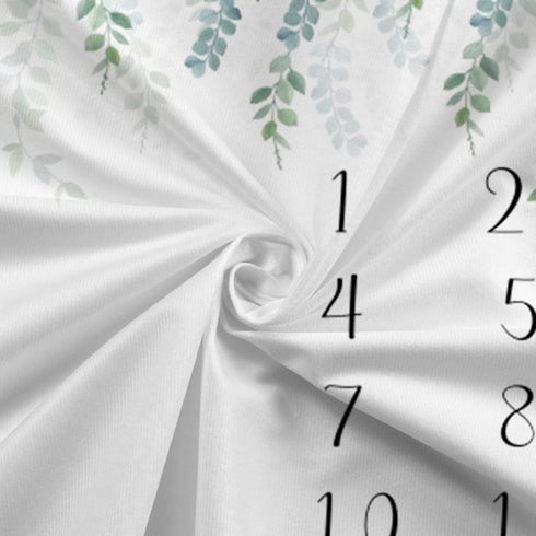CSFOTO Baby Milestone Blanket 60''x40'' Eucalyptus Leaves Newborn Photography Props Blanket for Boy & Girl Personalized Shower Props Baby Age Blan...