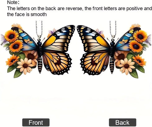 Butterfly Car Rearview Mirror Accessories, Butterfly Car Hanging Ornament, Sunflower Car Pendant for Home Decoration Keepsake Christmas Valentine'...