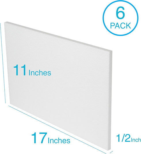 Silverlake Craft Foam Sheets - American-Made Hard Foam - 6-Pack 11x17x0.5 EPS Boards for Professional Projects & Displays...