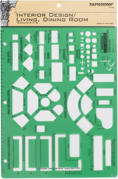 Rapidesign Interior Design Template for Living/Dining Rooms, 1 Each (R718)...