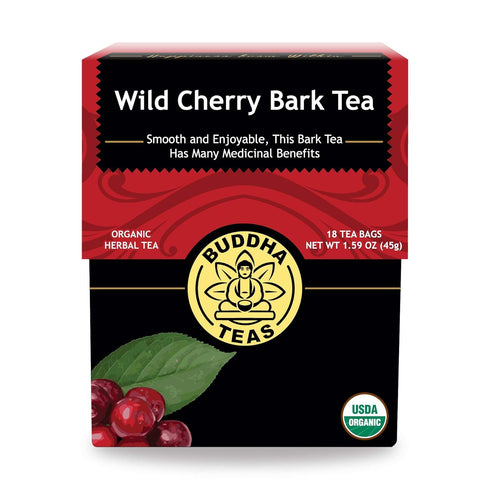 Buddha Teas Organic Wild Cherry Bark Tea - OU Kosher, USDA Organic, CCOF, 18 Bleach-Free Tea Bags...