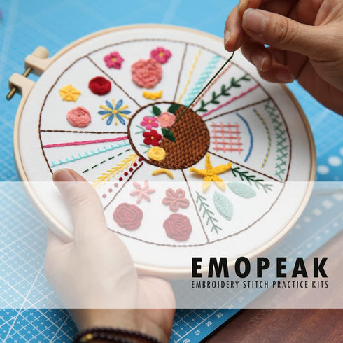 Emopeak 3 Sets Beginners Embroidery Stitch Practice kit, Bamboo Frame Animal Embroidery Kit to Learn 30 Different Stitches Stitch with Embroidery ...