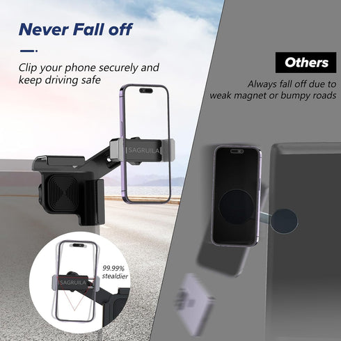Tesla Phone Mount, No Annoying Tape, Clip-Design Suitable for All Cell Phones, Phone Holder for Tesla Model 3 Y, Clip-on Design Never Loosen, Neve...