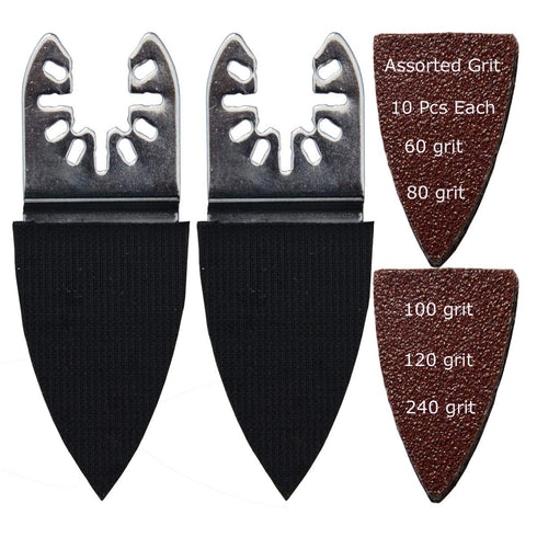 52 Pcs Finger Oscillating Multi Tool Sanding Pads Accessories Kits Compatible with Bosch, Chicago, Craftsman, Dremel, Fein, Harbor Freight, Makita...