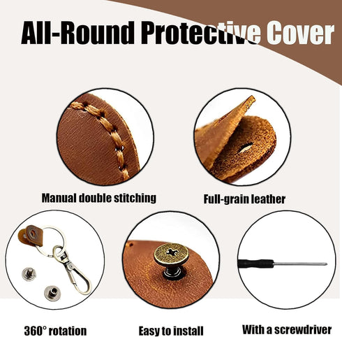 Airtag Holder Keychain-Genuine Leather Airtag Keychain Holder 4 Pack,Handmade Air Tag Case Scratch-Resistant Leather Key Chain Ring Compatible for...