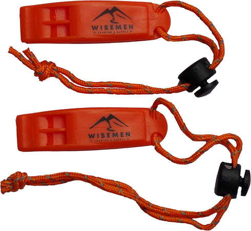 Wisemen Trading Whistles with Lanyard Survival for Kayak Life Vest Jacket, Boating, Fishing Boat, Camping, Hiking, Hunting, Rescue Signaling - 2 P...