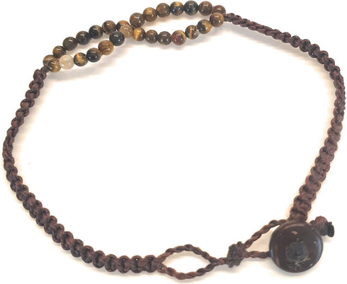 Infinityee888 Tiger Eye Anklet Bracelet bead woven Brown Wax 8 Infinity Endless Love Symbol Adjustable Ankle Bracelets for Men, Women, teen girl H...