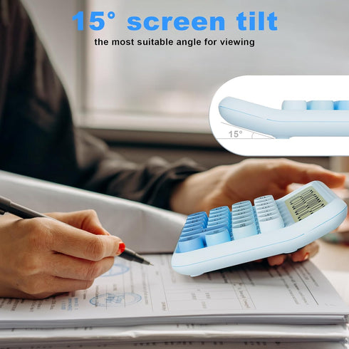 Mechanical Calculator 12 Digit Extra Large 5-Inch LCD Display, DECKLIT Battery Desk Calculator, Big Buttons Easy to Press Office Calculators Deskt...