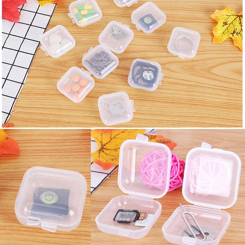 10 Pcs Mini Clear Plastic Box 1.8 mm Thicken Square Jewelry Earplug Pill Storage Box Case Container with Lid for Bead Makeup Craft Project...