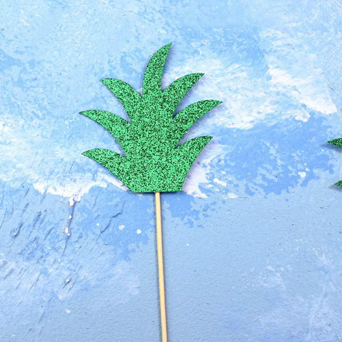 30pcs Pineapple Leaf Cake Toppers Cupcake Toppers Fruit Picks for Wedding Birthday Party Decor...