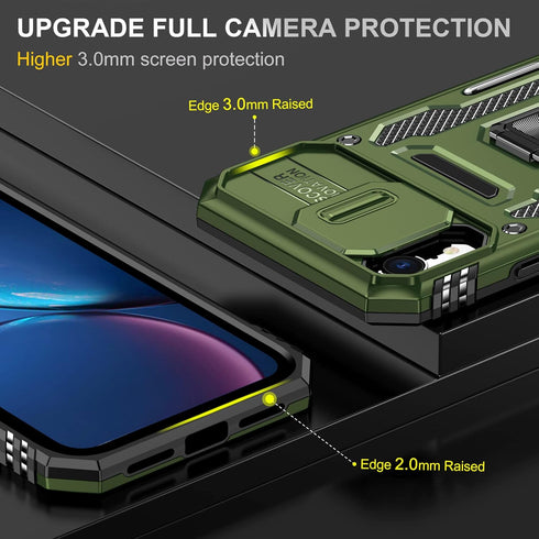 iPhone X/Xs Case, Slide Camera Protective Cover, Rotate Kickstand, Shockproof Cover (Green)......