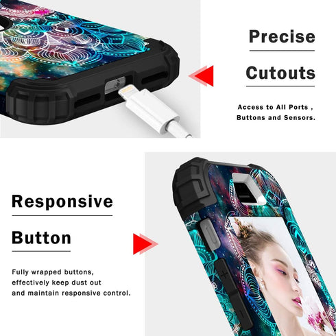 Hocase for iPhone SE 2022/2020 Case, Heavy Duty Shockproof Protection Hard Plastic+Silicone Rubber Hybrid Protective Case for iPhone SE 3rd/2nd Ge...