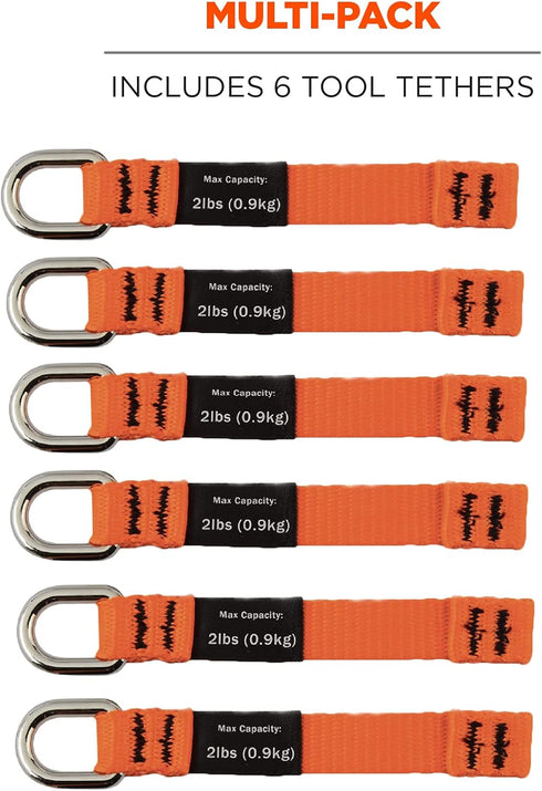 Ergodyne Squids 3700 Web Tool Tail Attachments, 6-Pack, 2 Pounds, Medium Length|4.5,Orange...
